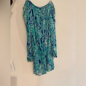 Lilly Pulitzer Green and Blue Off-the-Shoulder Romper
